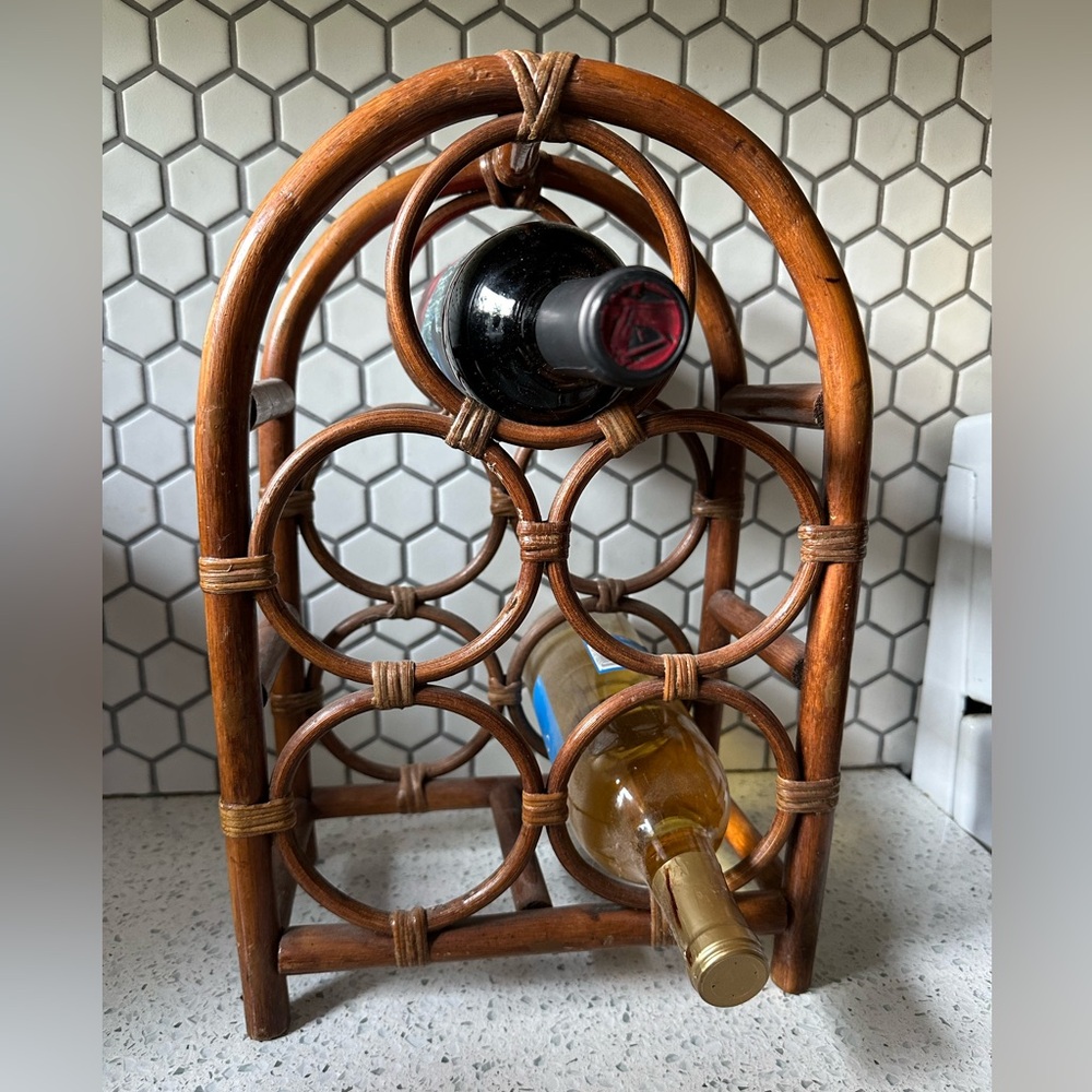 Vintage Rattan wine rack